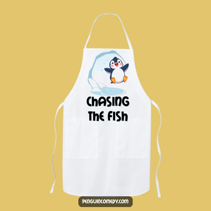 Funny Penguin Jumping Apron - Arctic Kitchen Fun, Hilarious Gift!