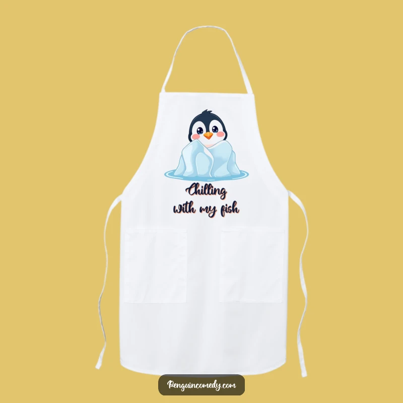 Funny Penguin Peeking Apron - Kitchen Explorer's Humorous Cooking Gear