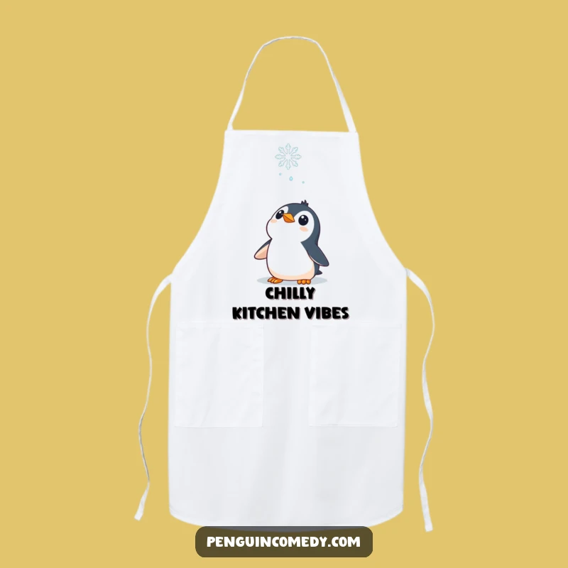 Funny Penguin Apron: Curious Snowfall Chef, Perfect Winter Funny Gift!