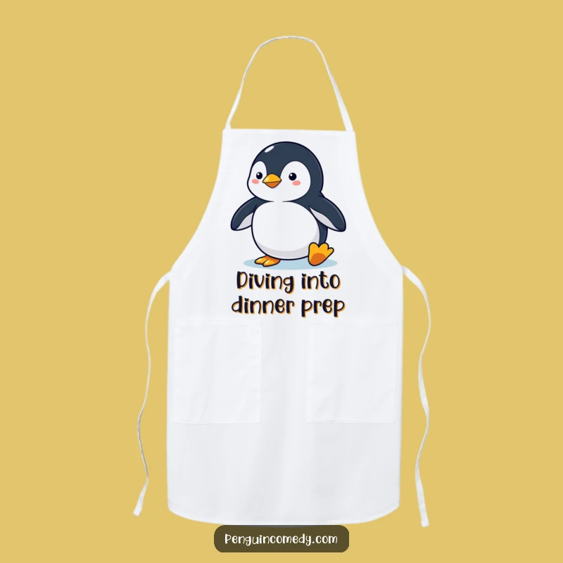 Funny Penguin Diving Apron: Kitchen Action Pose, Perfect Funny Gift