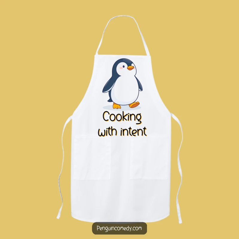 Funny Determined Penguin Apron: Cook With Purpose Waddle into the Kitchen