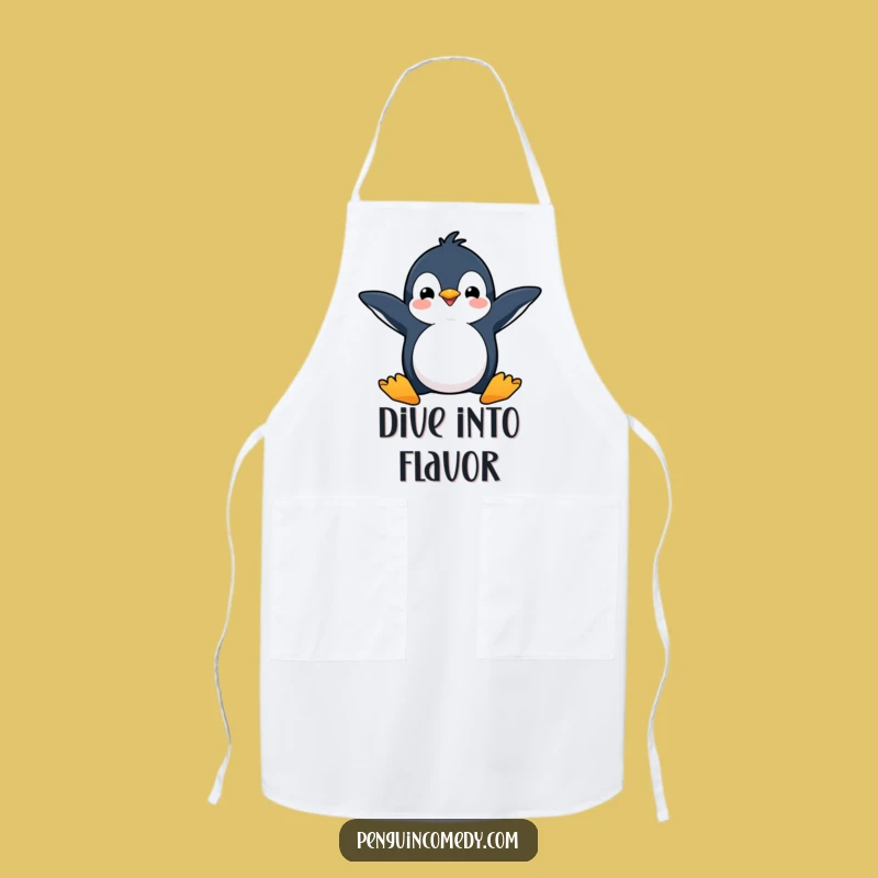 Funny Happy Penguin Dive Apron: Cook with Energy & Fun