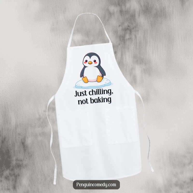 Funny Penguin Apron: A cheerful penguin honking contentedly on a smooth ice floe, adding a touch of arctic humor to kitchen tasks.