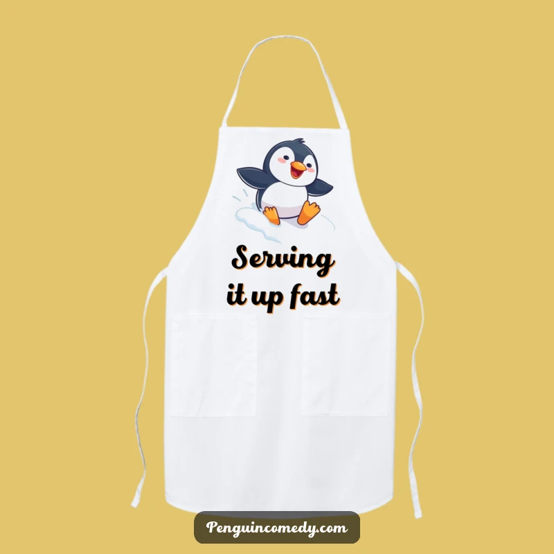 Funny Penguin Sliding Apron: Cook Up Fun With Winter Wonderland Flair