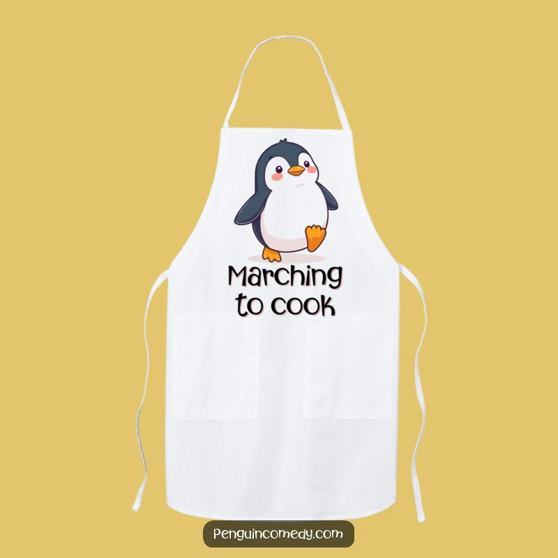 Funny Penguin Waddling Determinedly Apron - Hilarious Kitchen Gear for Focused Cooks