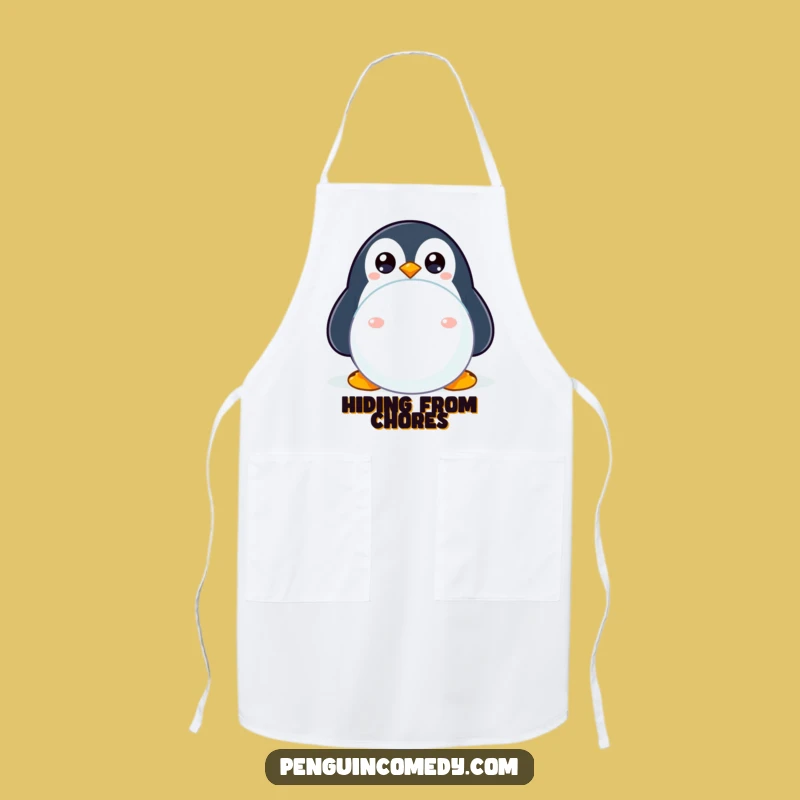 Funny Shy Penguin Apron: Cook with Playful Caution!