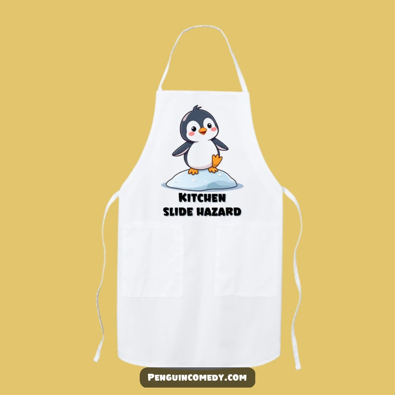 Funny Slipping Penguin Apron: Cook with Hilarious Penguin Antics