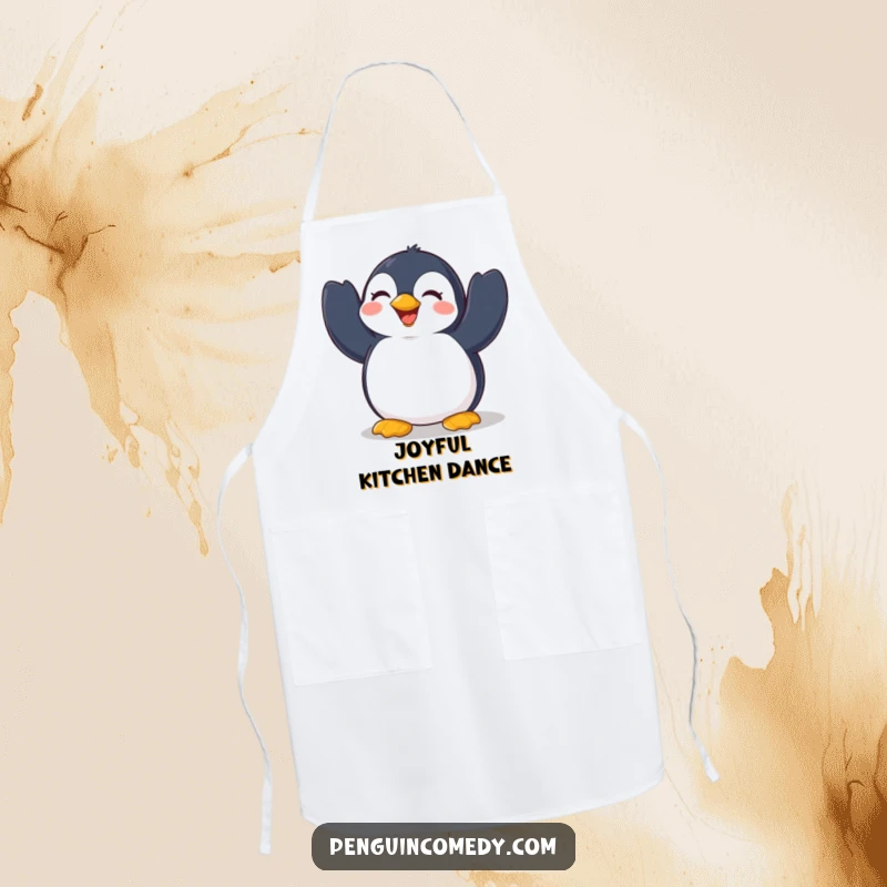 Funny Penguin Apron: A cheerful penguin flapping its wings with pure delight, adding a touch of arctic humor and joy to kitchen tasks.