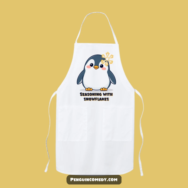 Funny Penguin Snowflake Apron: Cook With Curiosity and Winter Cheer!