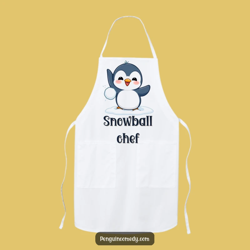 Funny Penguin Snowball Chef Apron - Hilarious Kitchen Accessory for Cooking Fun
