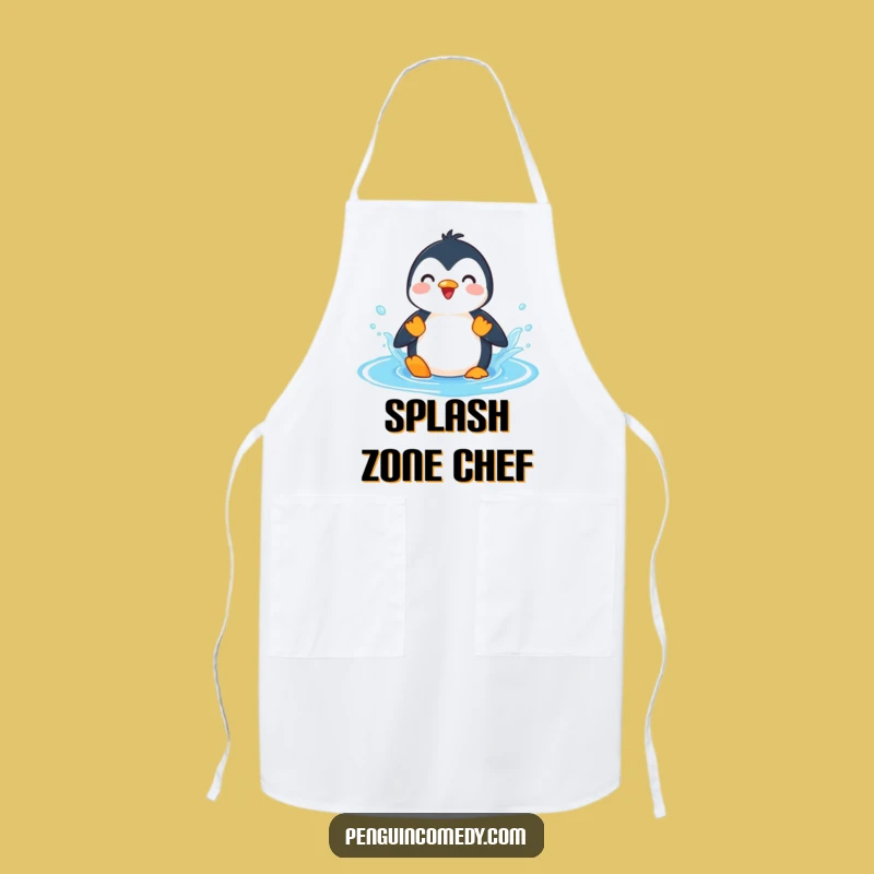 Funny Penguin Splashing Puddle Apron - Hilarious Kitchen Wear for Playful Cooks