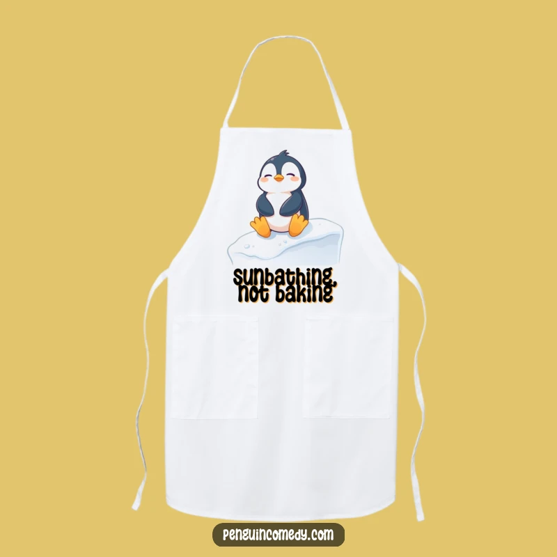 Funny Penguin Sunbathing Apron: Hilarious Kitchen Snowy Ledge Style, Perfect Funny Gift