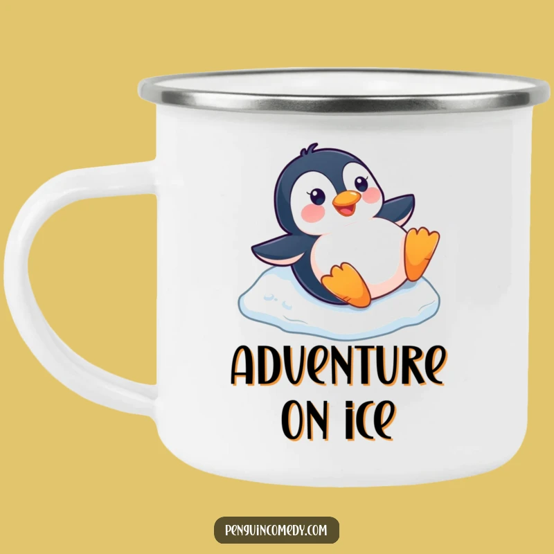 Funny Penguin Slide Camp Mug: Arctic Outdoor Fun, a Great Funny Gift