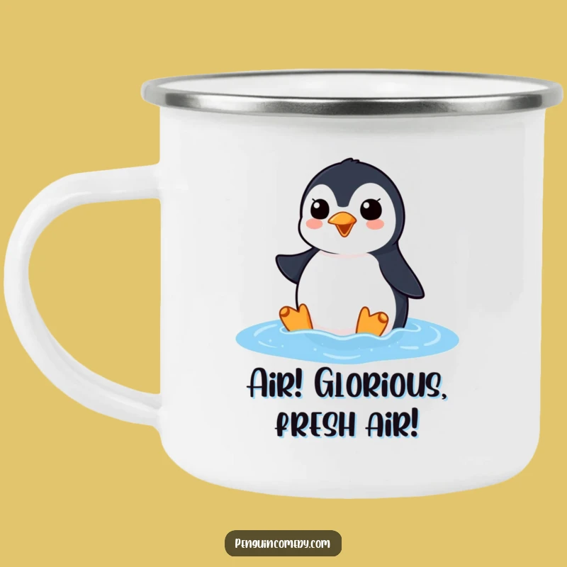 Funny Penguin Ocean Squawk Camping Mug: Eager Arrival Drinkware, Perfect Funny Gift