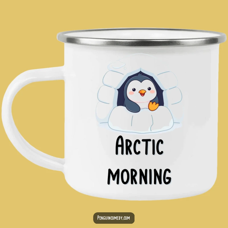 Funny Penguin Camping Mug - Cheerful Igloo Outdoor Drinkware