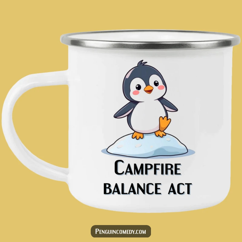 Funny Slipping Penguin Camping Mug: Enjoy Drinks with Penguin Wobbles