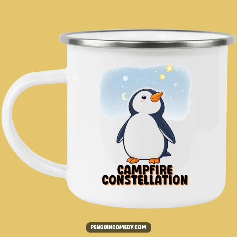 Funny Penguin Starry Night Camping Mug - Cosmic & Hilarious Outdoor Gift