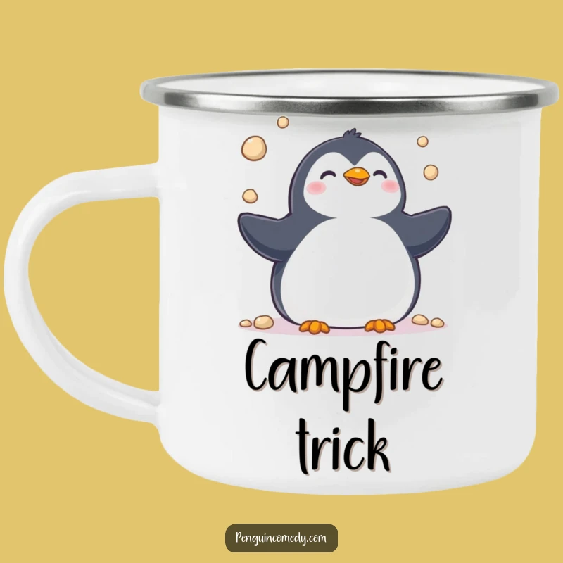 Funny Penguin Juggling Camp Mug - Hilarious Outdoor Fun Accessory