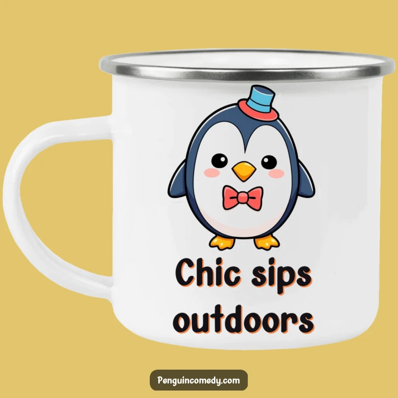 Funny Penguin Camping Mug - Dapper Bird Outdoor Adventure Gift