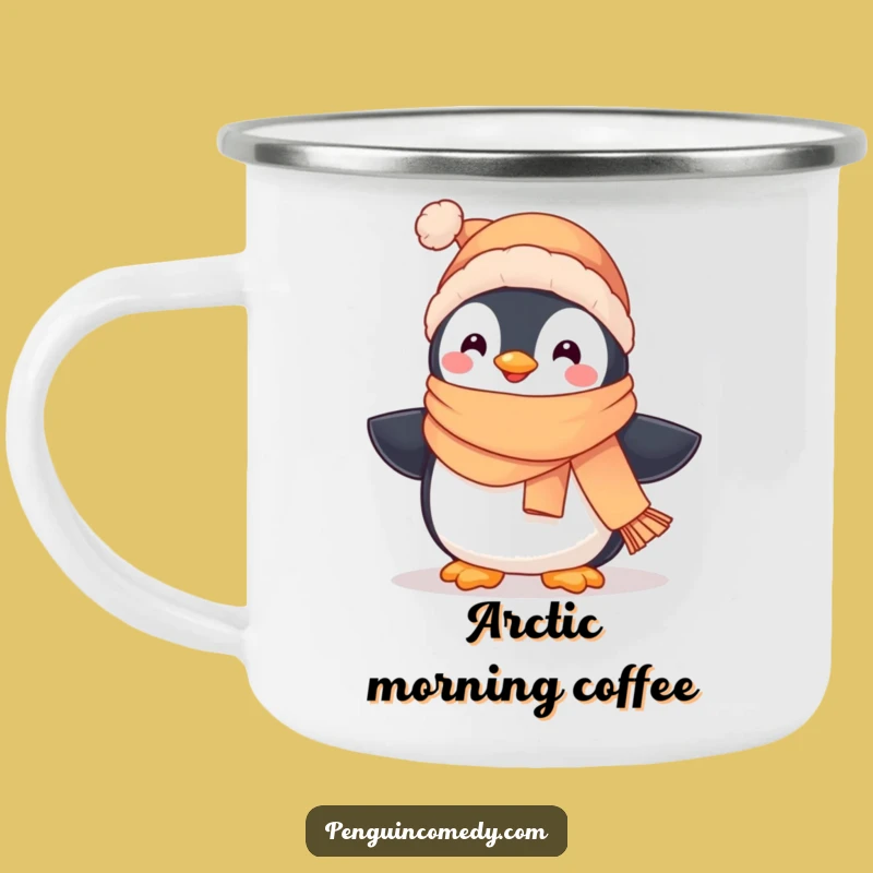 Funny Penguin Camping Mug - Durable Cup with Cute Penguin, Outdoor Winter Gift