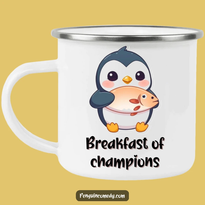 Funny Penguin Fish Camping Mug: Adventure with a Laugh