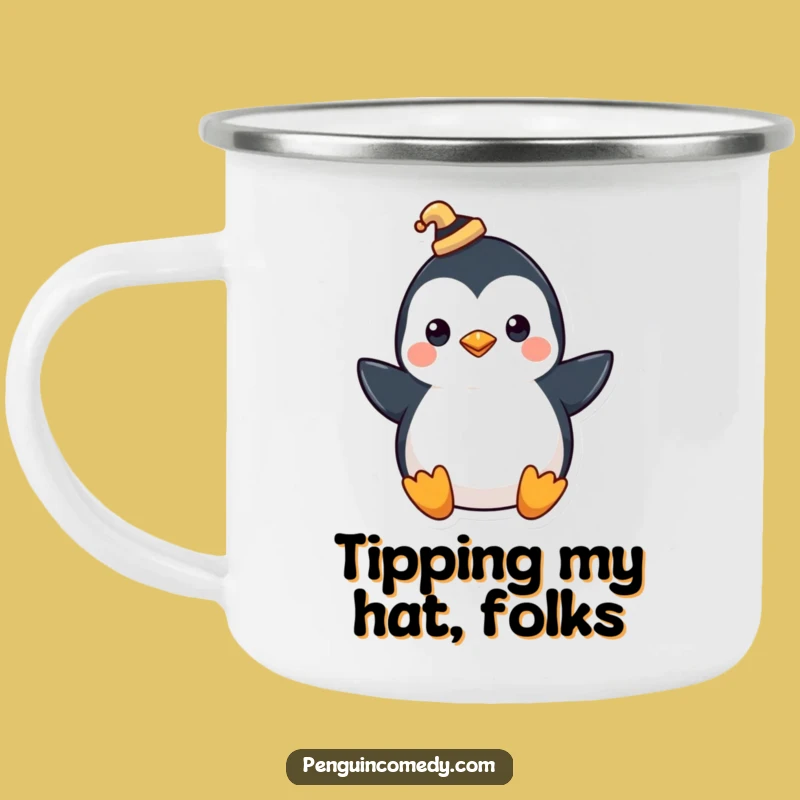 Funny Penguin Hat Camping Mug: Dapper Companion for Adventures