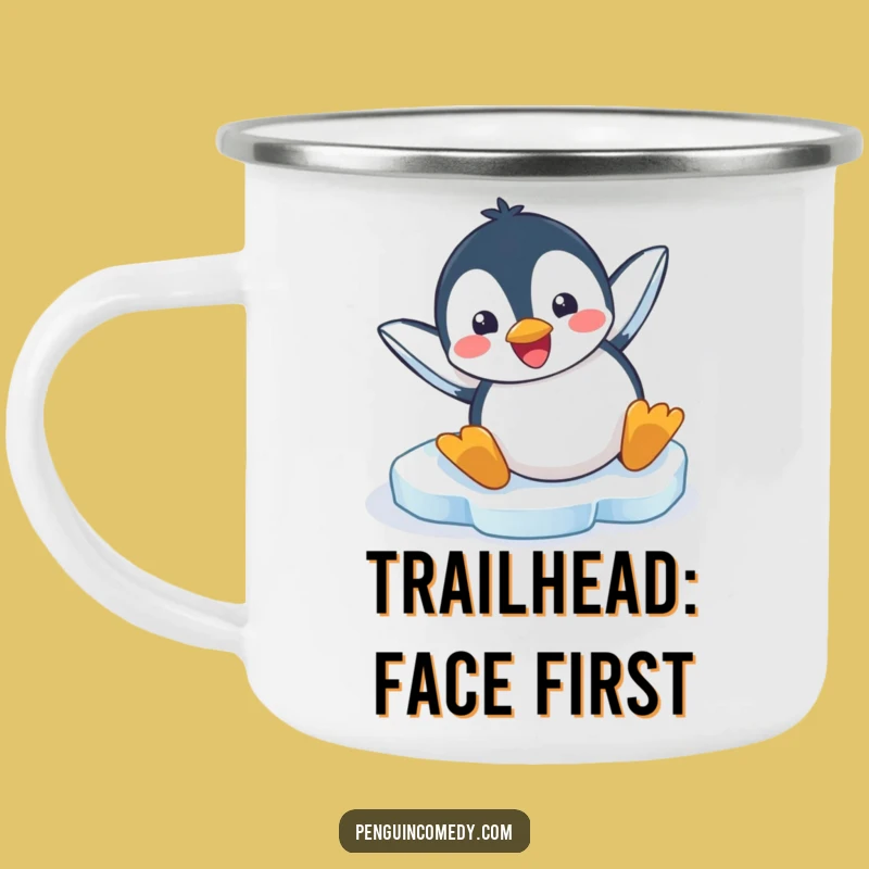 Funny Penguin Ice Slide Camping Mug: Your Hilarious Companion for Outdoor Adventures!