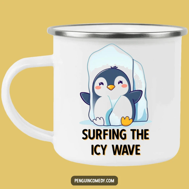 Funny Penguin Iceberg Camping Mug: Arctic Adventure, Perfect Explorer's Gift!