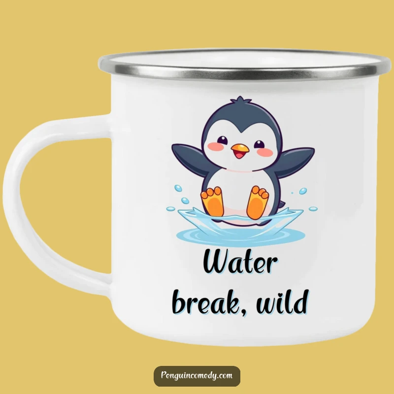 Funny Penguin Jumping Camping Mug - Outdoor Penguin Splash Gear Gift