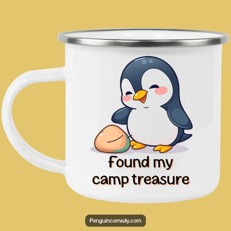 Funny Penguin Pebble Camping Mug: Playful Bird Drinkware, Perfect Funny Gift