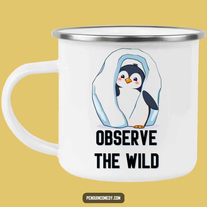 Funny Penguin Peek Camping Mug - Outdoor Curious Penguin Gift