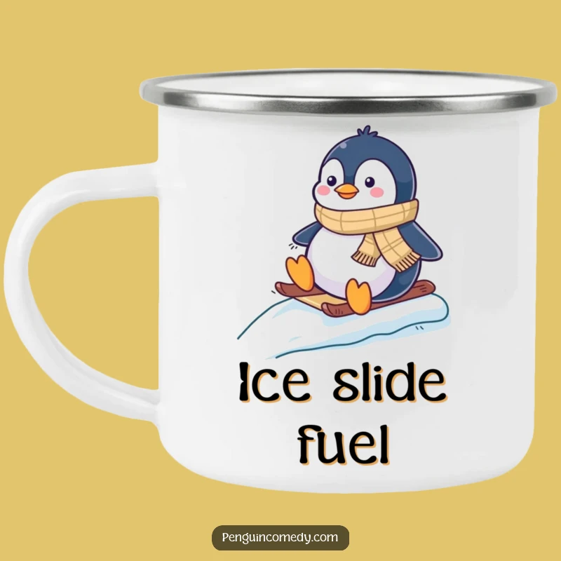 Funny Penguin Sledding Camping Mug - Outdoor Penguin Adventure Gift