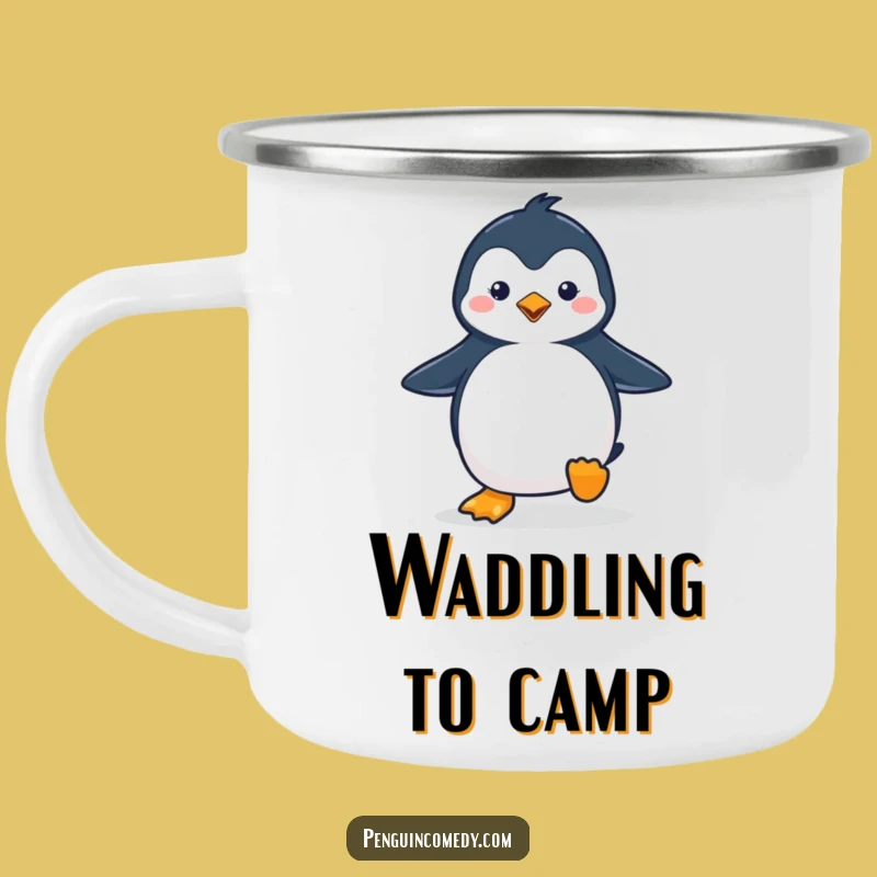 Funny Penguin Waddling Camping Mug - Cute Arctic Drinkware
