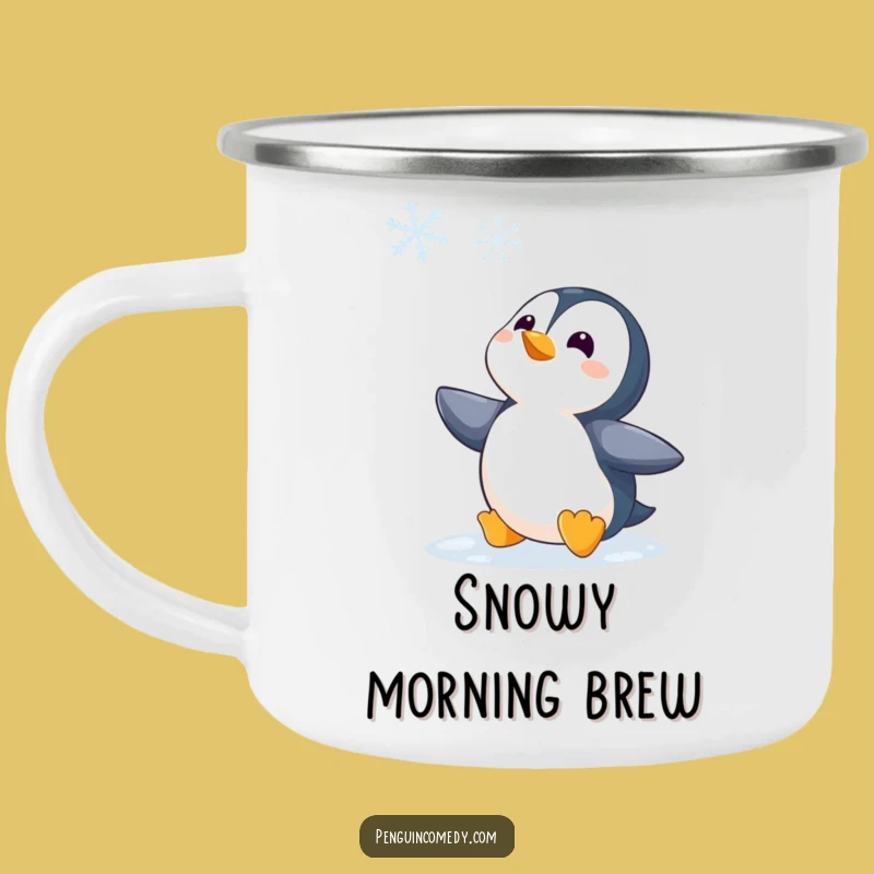 Funny Penguin Watching Snowflake Camping Mug - Durable & Hilarious Winter Companion