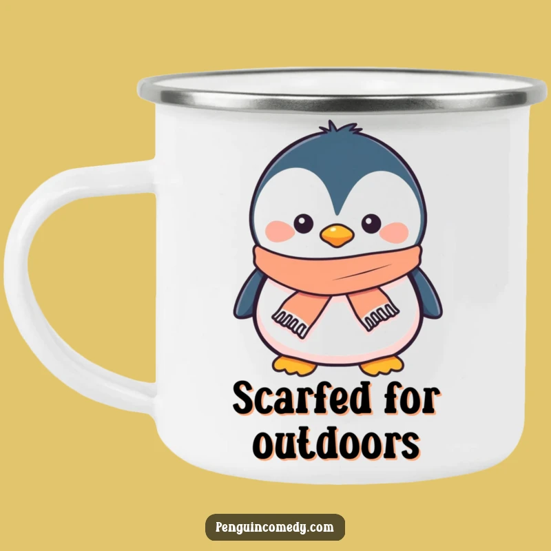 Funny Penguin Scarf Camping Mug - Cozy Winter Drinkware