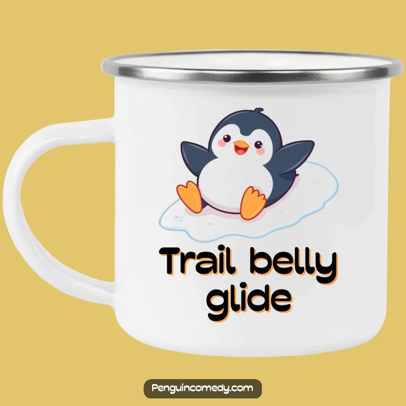 Funny Playful Penguin Enamel Camping Mug: Icy Adventure Fuel, Perfect Funny Gift