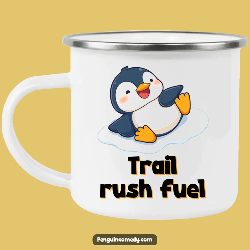 Funny Penguin Slide Camping Mug - Durable Cup with Giggling Penguin, Outdoor Winter Gift
