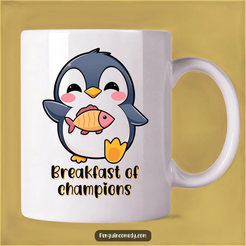Funny Penguin Fish Mug: Proud Catch Gift for Joyful Moments