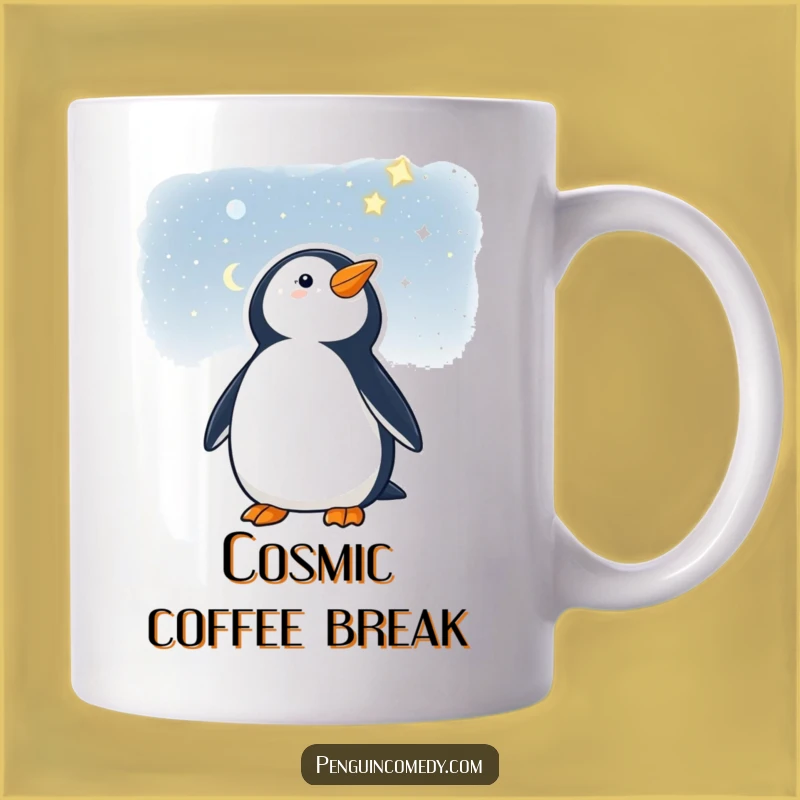 Funny Penguin Starry Night Mug - Whimsical & Hilarious Gift for Dreamers