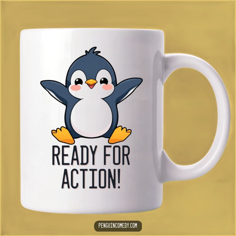 Funny Happy Penguin Dive Mug: Joyful & Energetic Gift for Fun