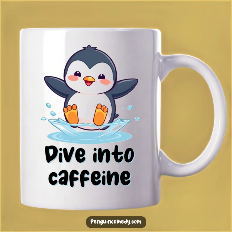 Funny Penguin Jumping Mug - Playful Penguin Splash Gift