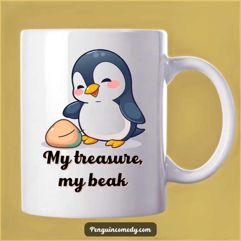Funny Penguin Pebble Mug: Playful Bird Behavior, Perfect Funny Gift for Collectors