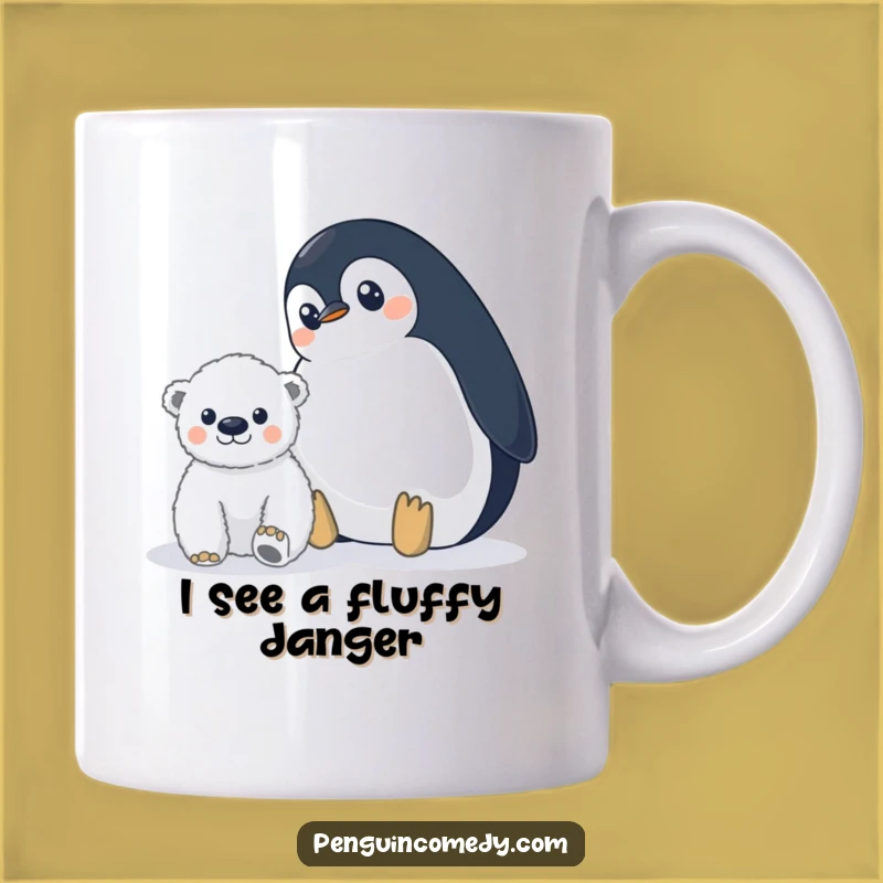 Funny Penguin Polar Bear Mug: Wide-Eyed Caution, Perfect Funny Gift for Nervous Friends