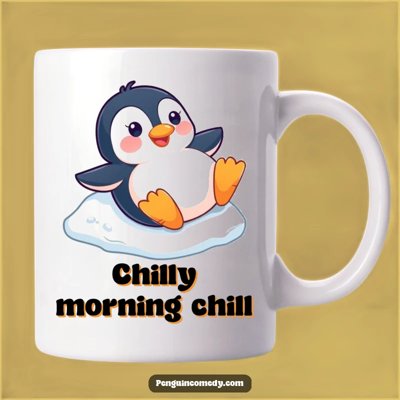 Funny Penguin Slide Mug: Arctic Fun and Joy, Perfect Funny Gift for Winter