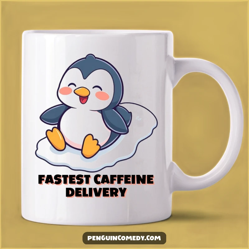 Funny Penguin Sliding Down Hill Mug - Hilarious Winter Fun Gift for Penguin Lovers