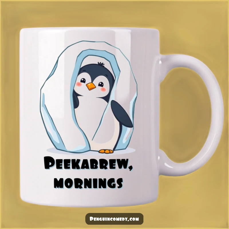 Funny Penguin Peek Mug - Curious Iceberg Penguin Gift