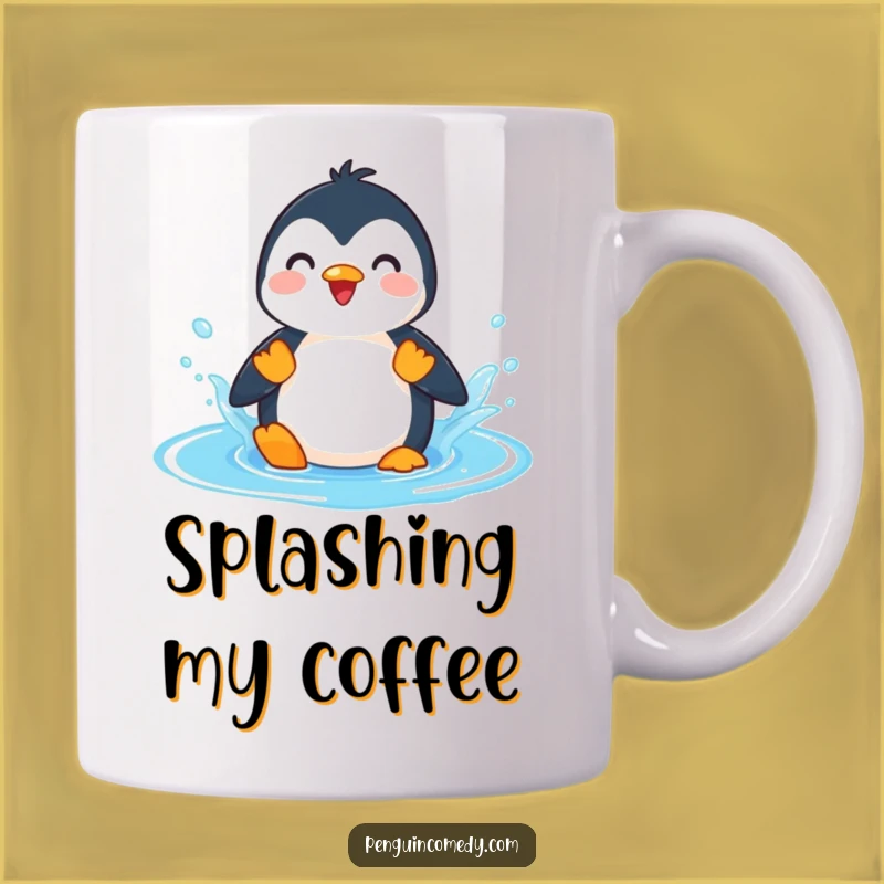 Funny Penguin Splashing Puddle Mug - Hilarious Fun Gift for Playful Souls