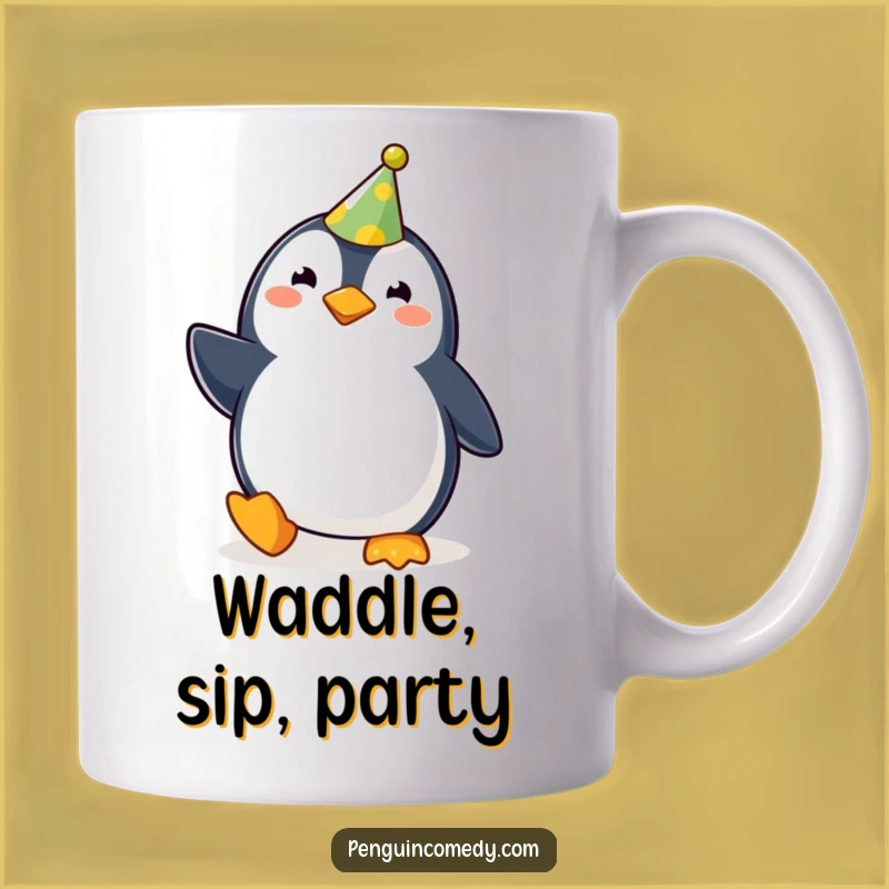 Funny Penguin Party Mug: Adorable Waddler's Joy Makes a Hilarious Gift