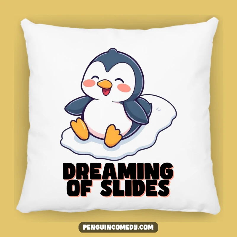Funny Penguin Sliding Down Hill Pillow - Cozy & Hilarious Comfort Accent