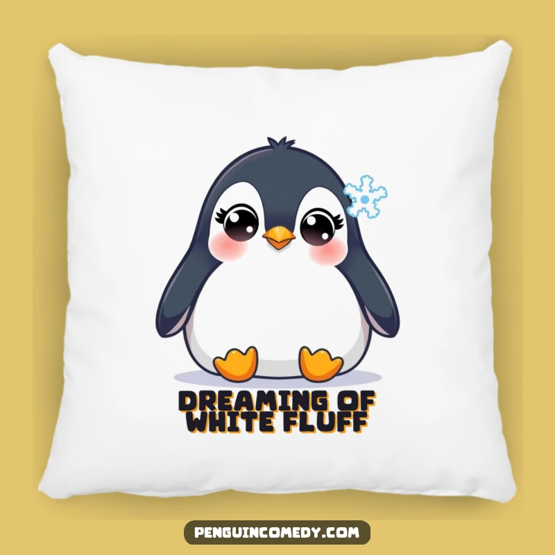 Funny Penguin Snowflake Pillow: Cozy Comfort with Innocent Eyes, Adorable Gift!
